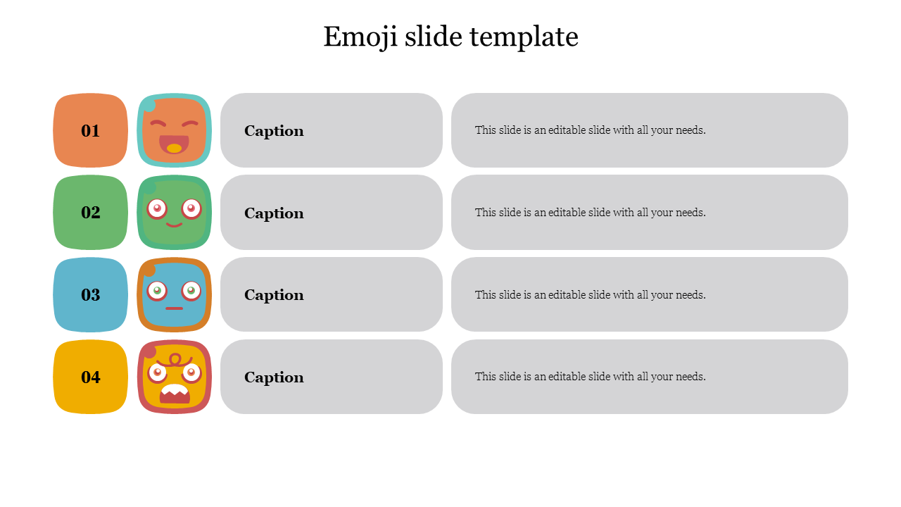 Incredible Emoji Slide Template Designs With Four Node